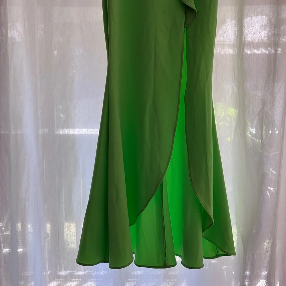 Betsy & Adam Lime Asymmetrical Ruffle Dress - Picture 3 of 9